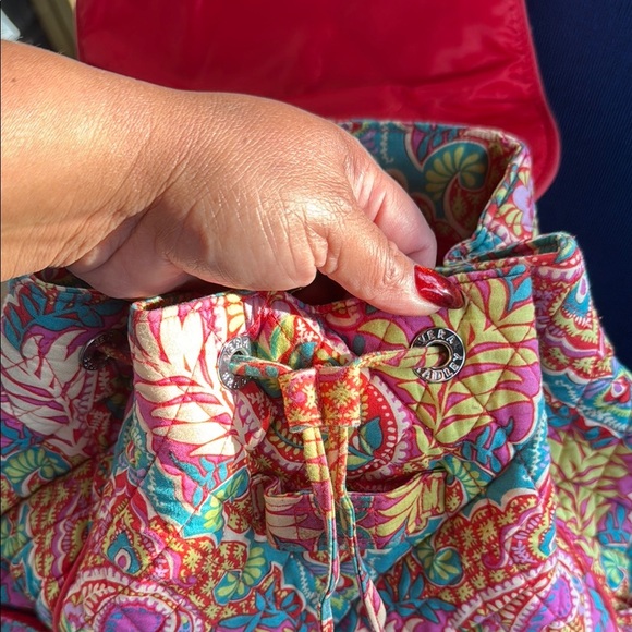 Vera Bradley Pink and Red Quilted Backpack - Picture 3 of 6